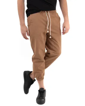 Pantaloni Uomo Pantalaccio Tinta Unita Camel Coulisse Cavallo Basso Casual GIOSAL-P3438A