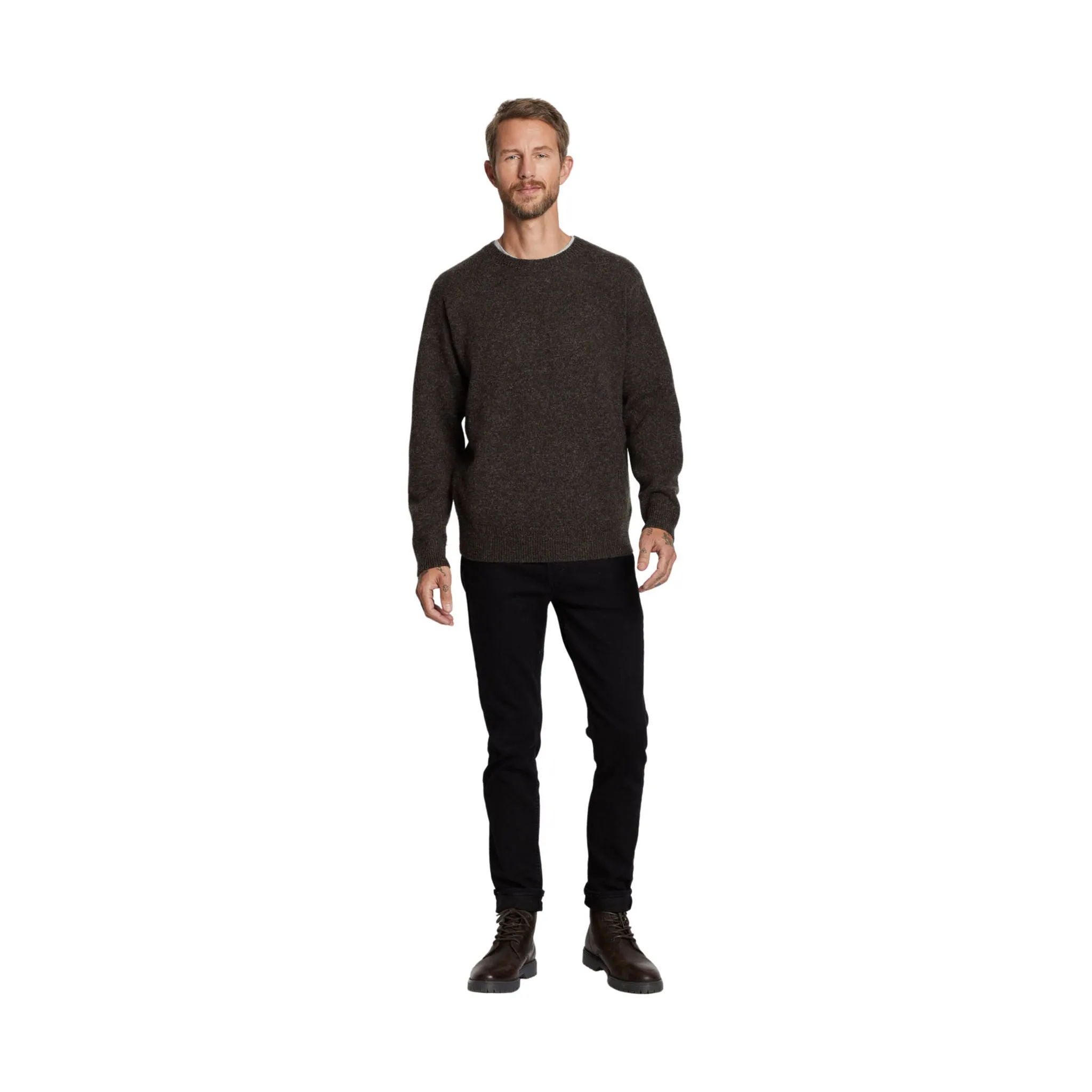 Pendleton Men's Shetland Crewneck - Dark Brown Mix