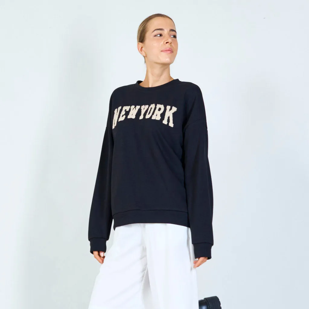 "New York" embroidered sweatshirt wholesale