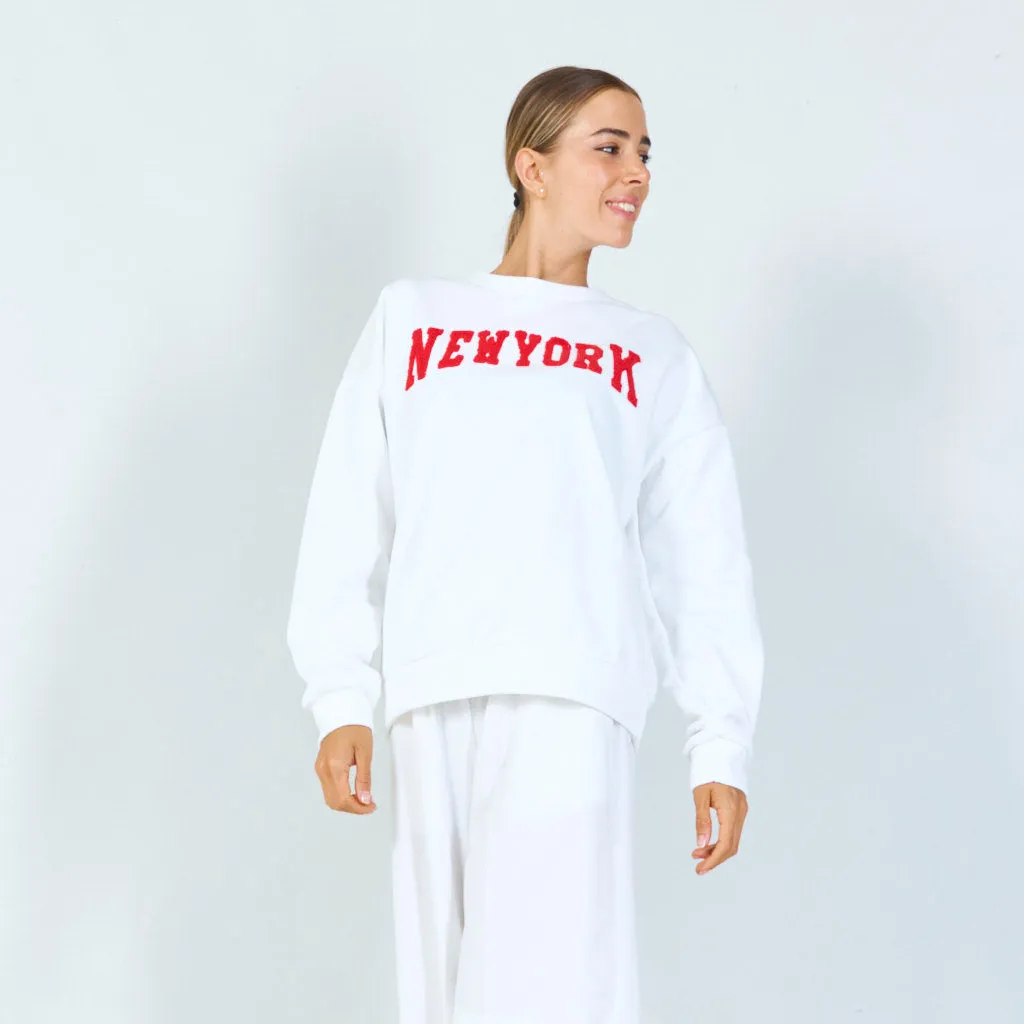 "New York" embroidered sweatshirt wholesale