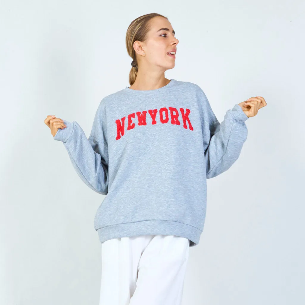 "New York" embroidered sweatshirt wholesale