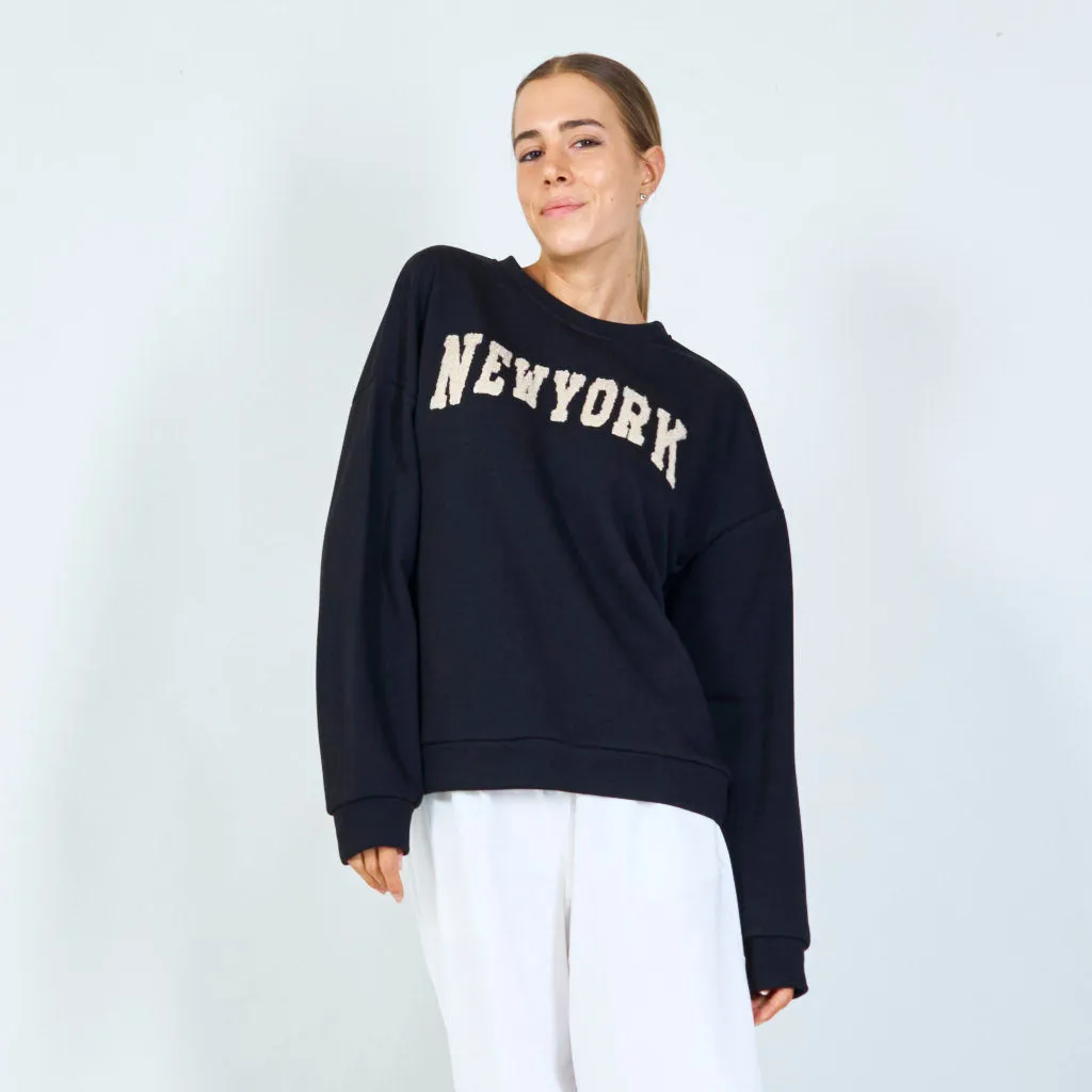 "New York" embroidered sweatshirt wholesale