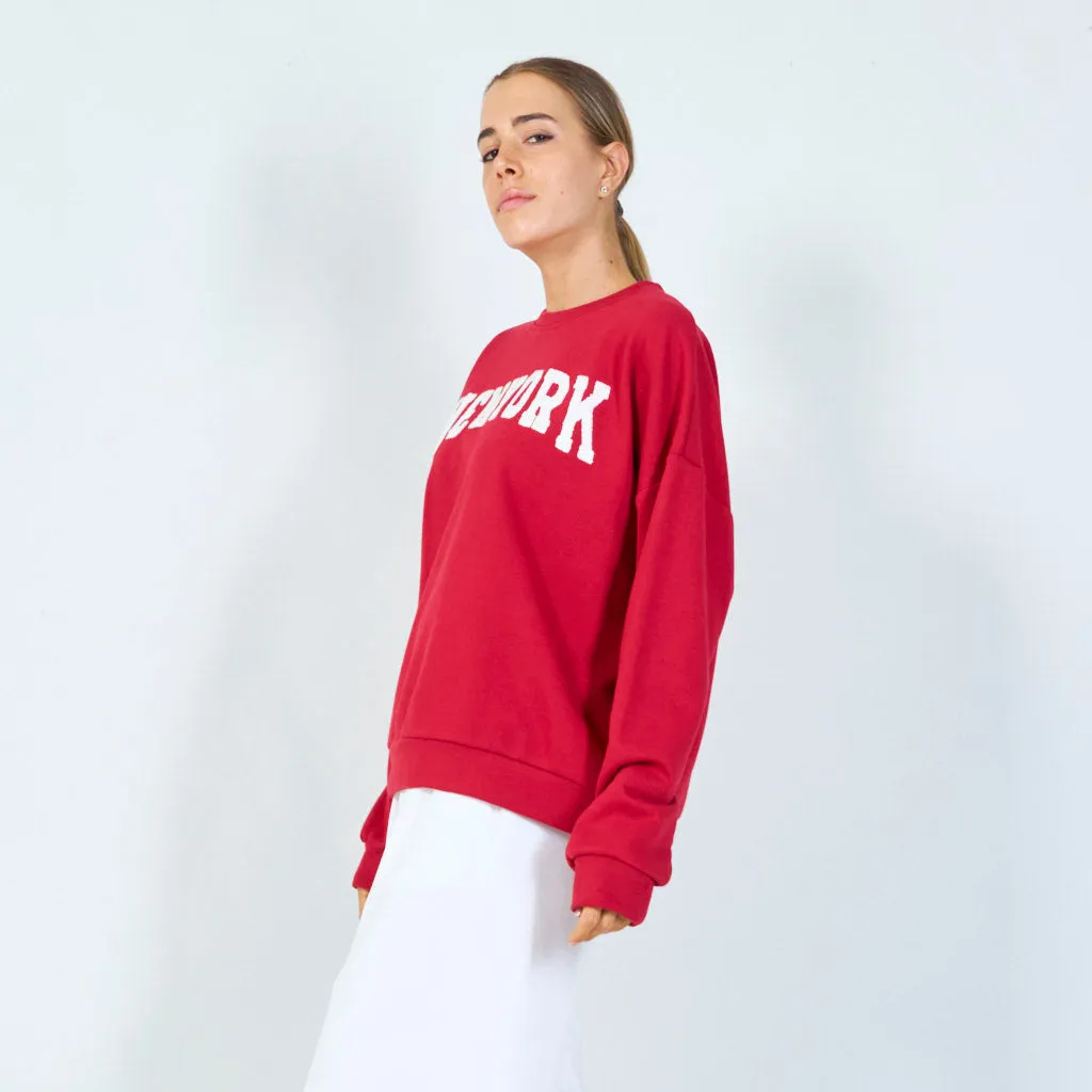 "New York" embroidered sweatshirt wholesale