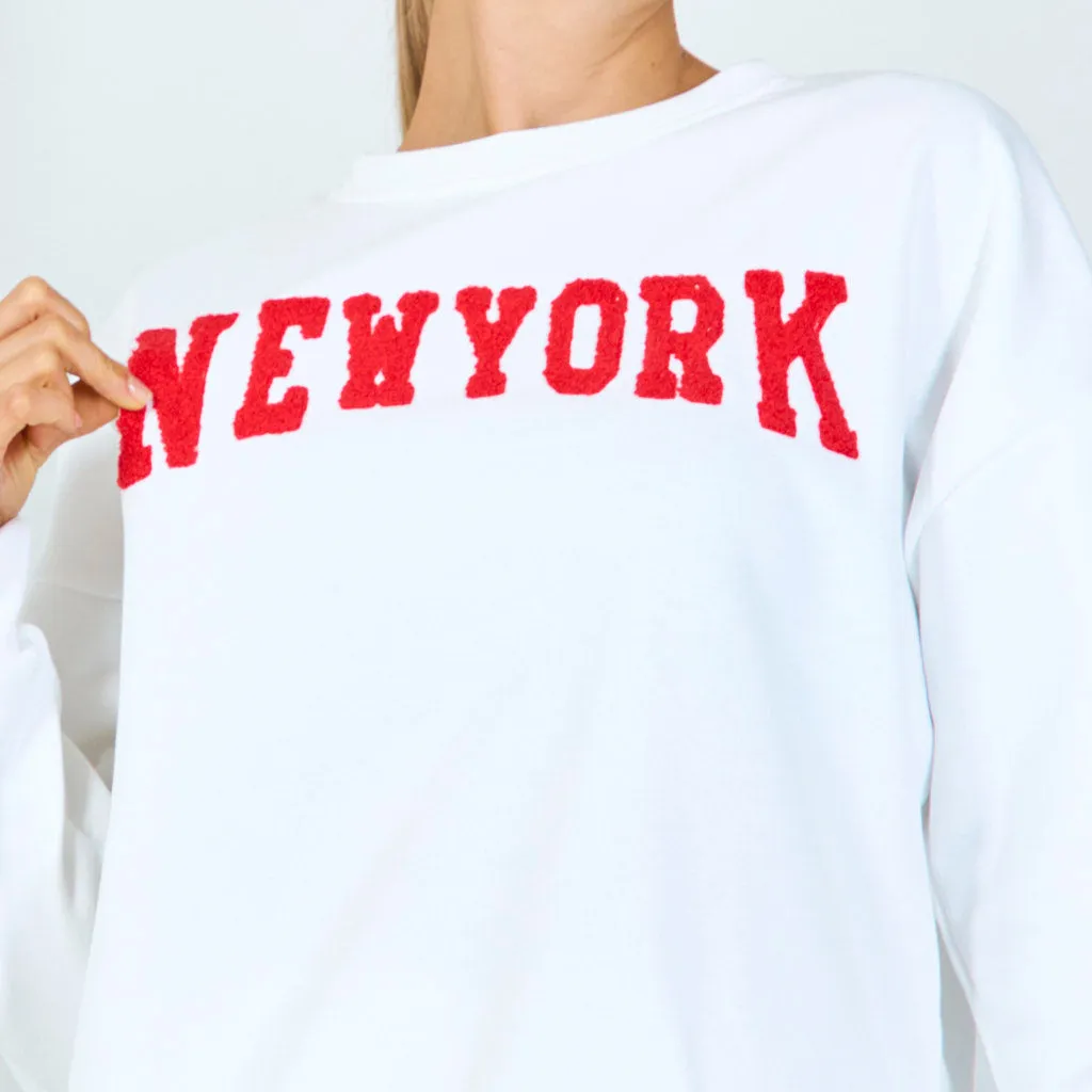 "New York" embroidered sweatshirt wholesale