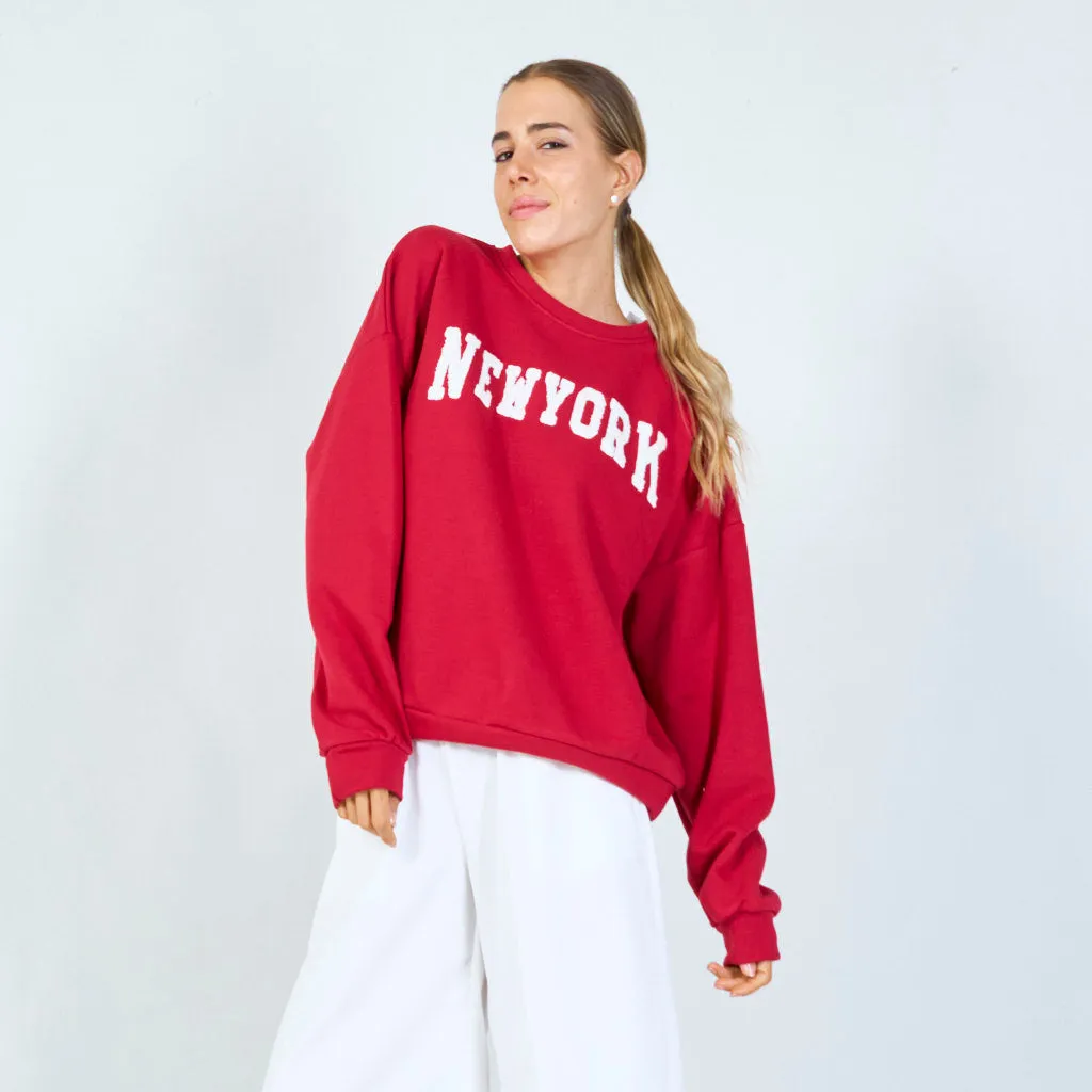 "New York" embroidered sweatshirt wholesale