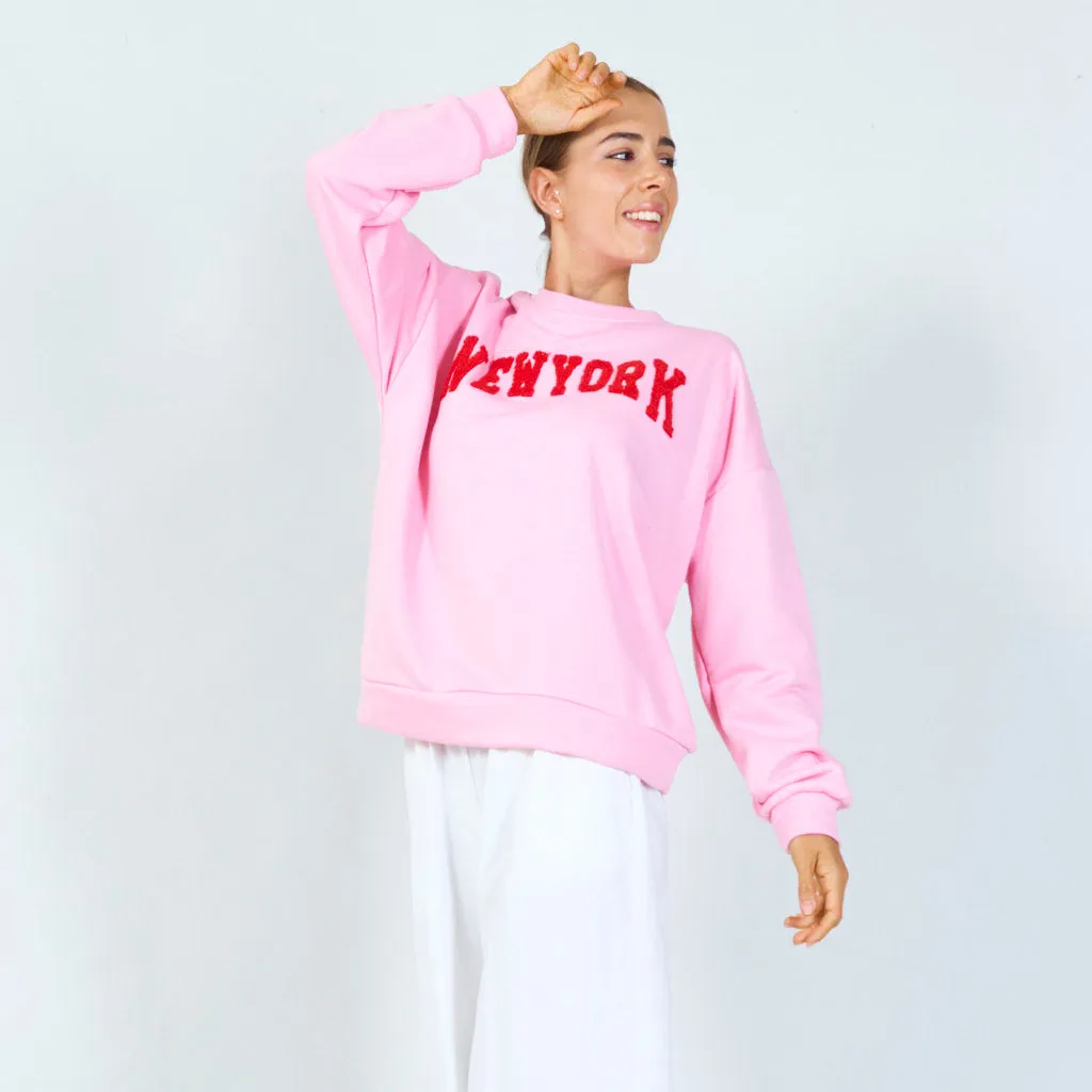 "New York" embroidered sweatshirt wholesale