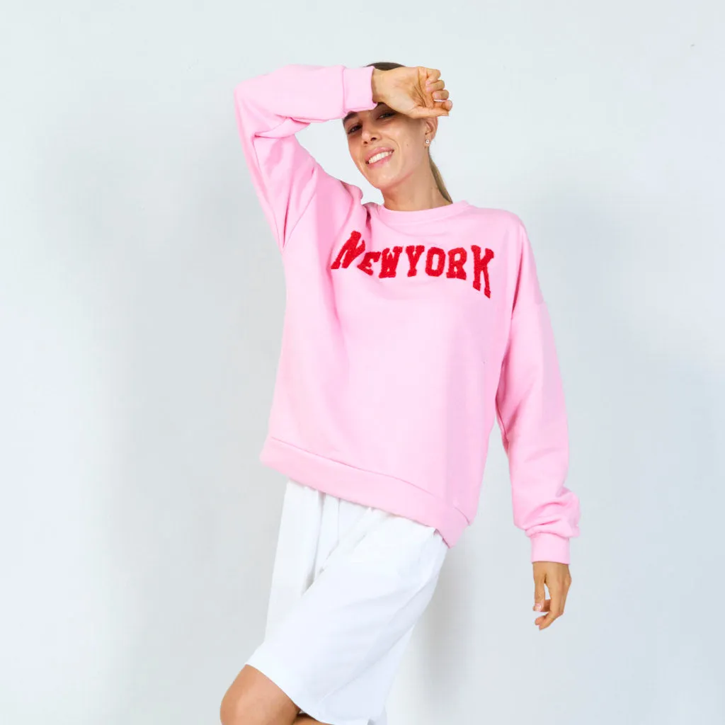 "New York" embroidered sweatshirt wholesale