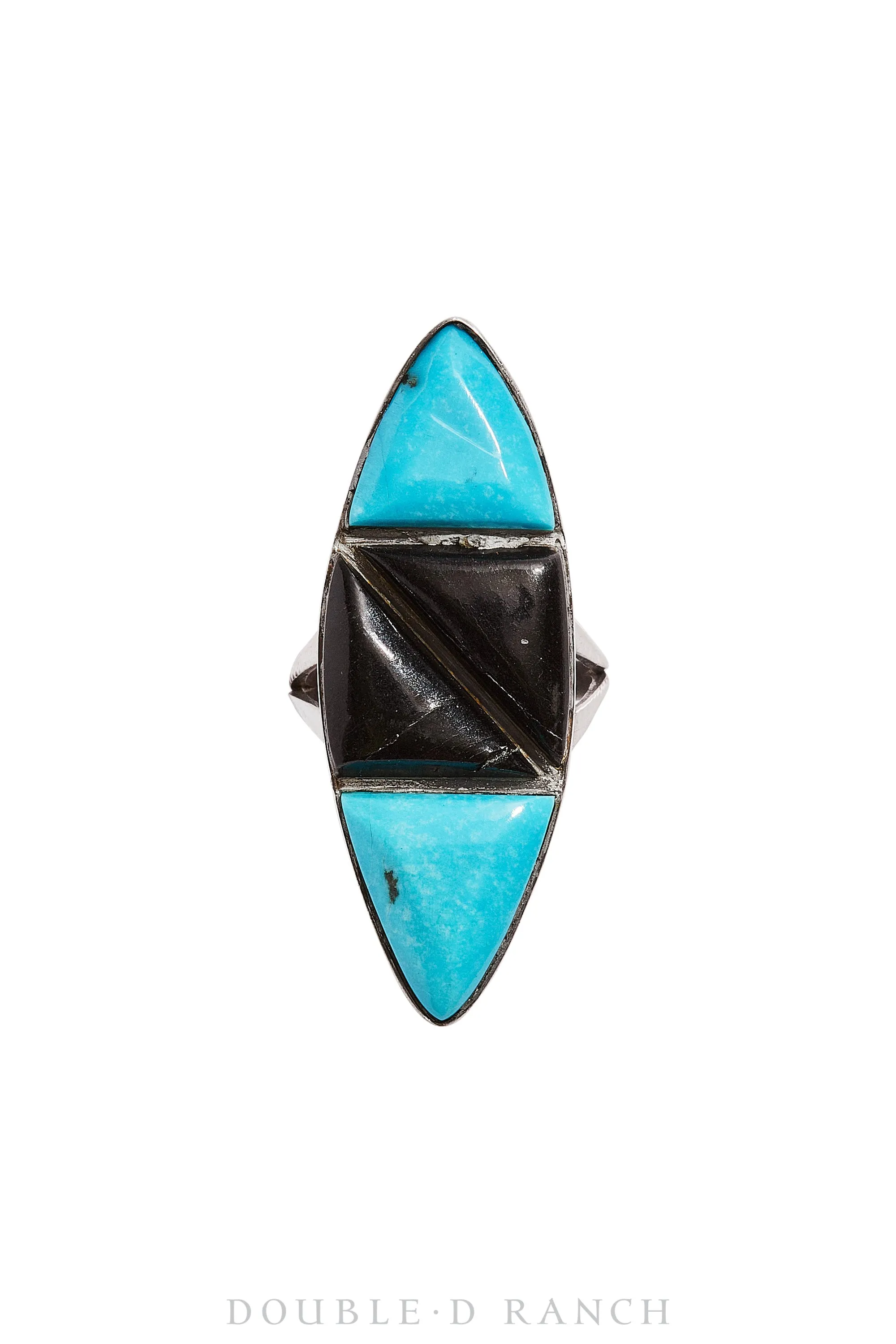 Ring, Turquoise & Onyx, Vintage, 1005