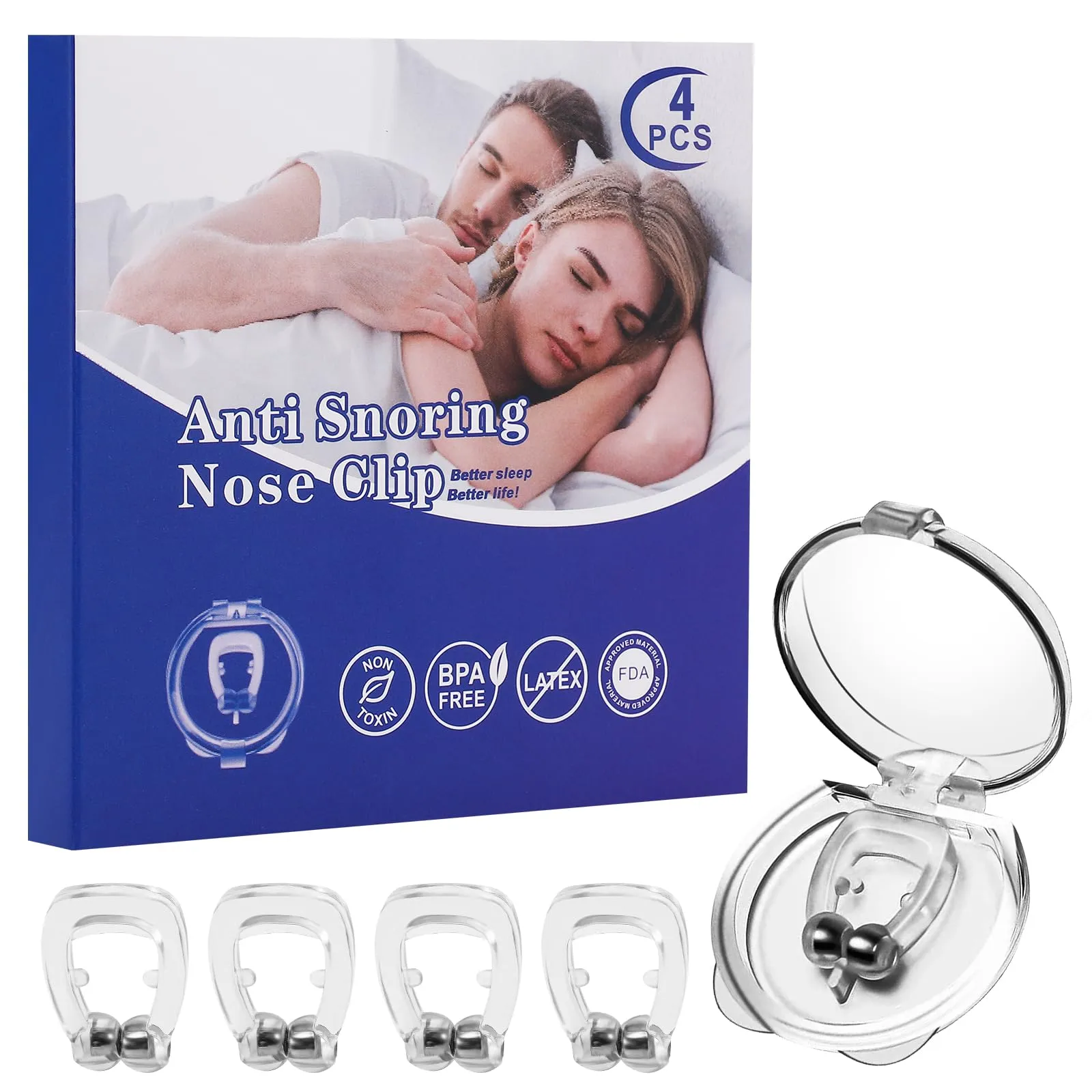 Snore Stopper Set - Adjustable Magnetic Nose Clip for Quiet & Comfortable Sleep