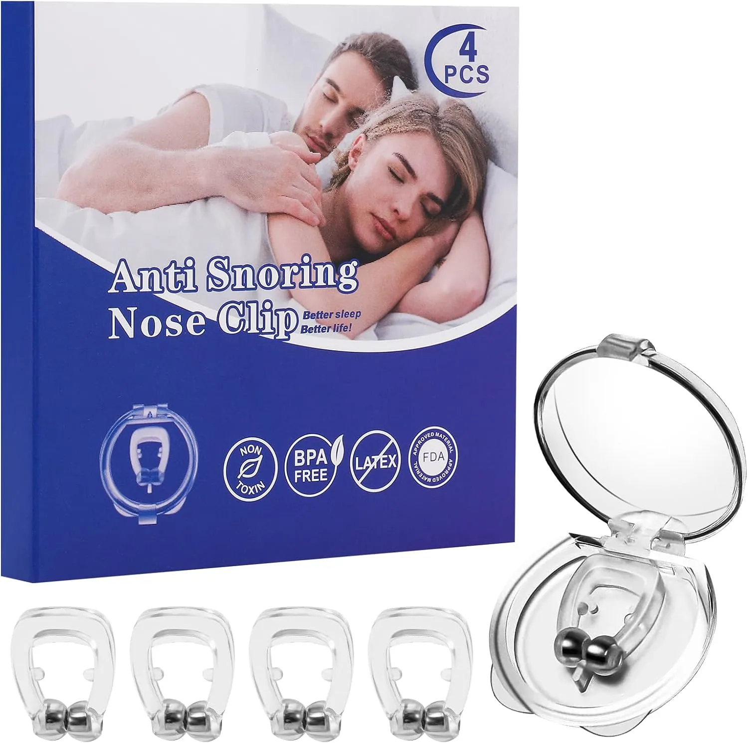 Snore Stopper Set - Adjustable Magnetic Nose Clip for Quiet & Comfortable Sleep