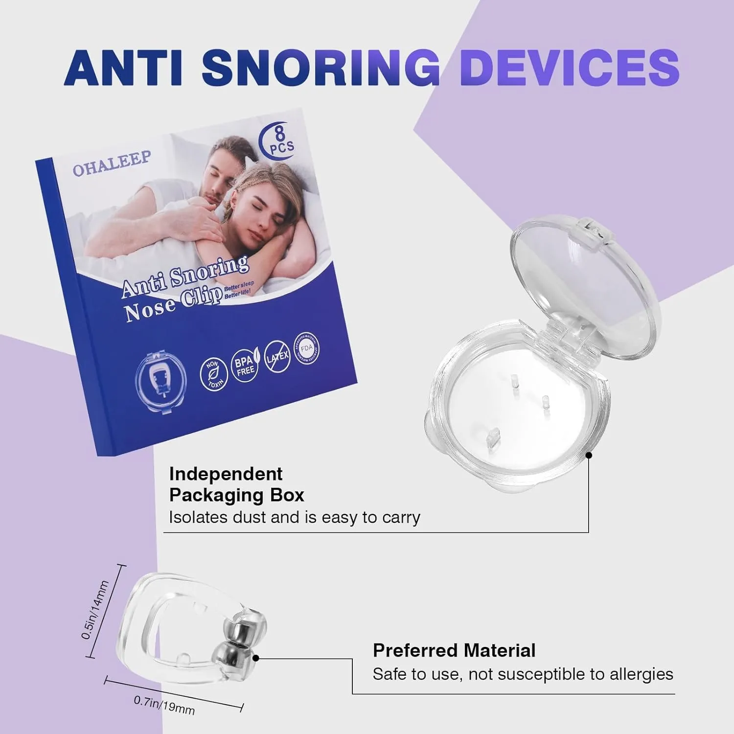 Snore Stopper Set - Adjustable Magnetic Nose Clip for Quiet & Comfortable Sleep