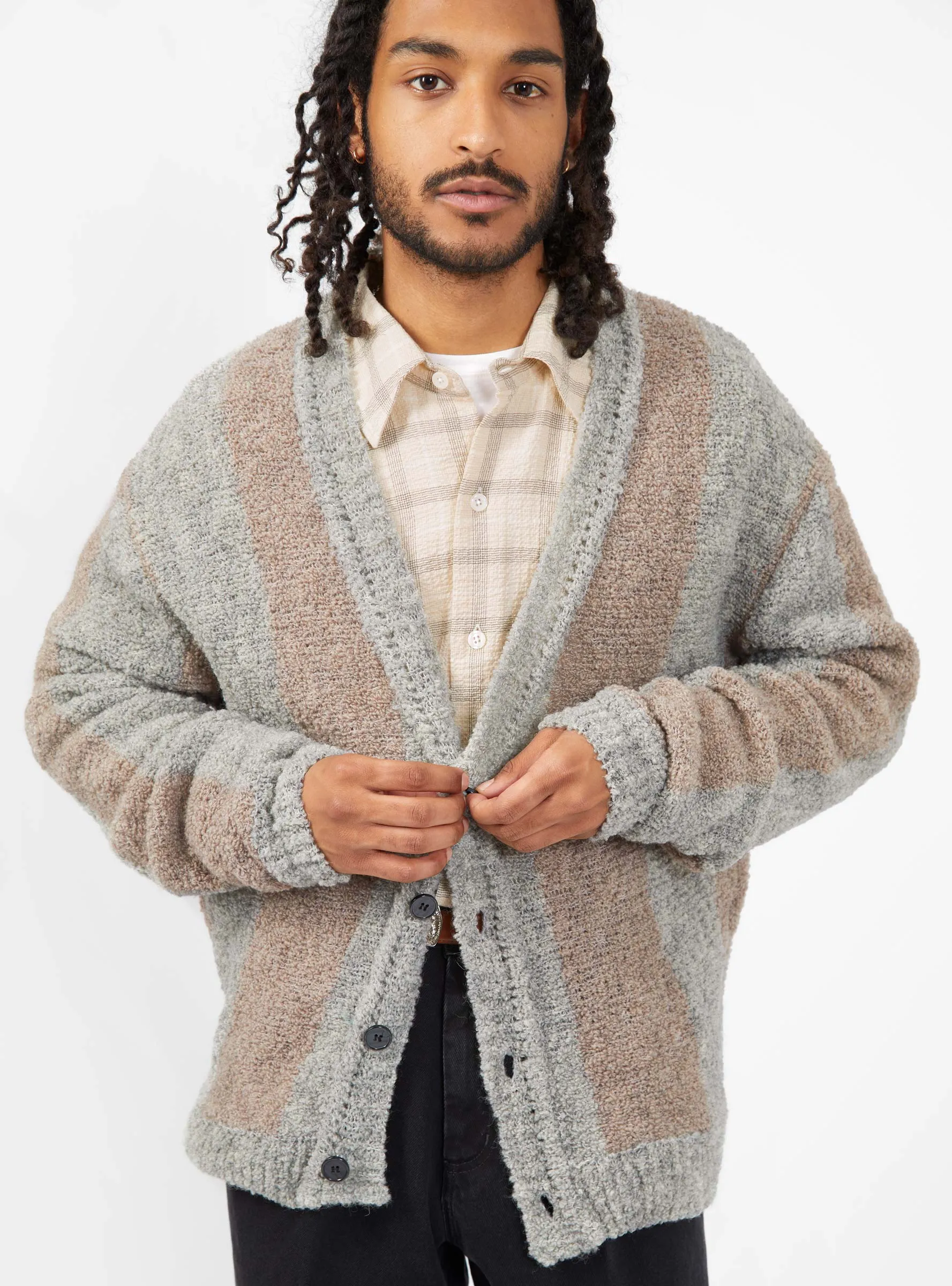 Sport Cardigan Brown Biscuit Stripe