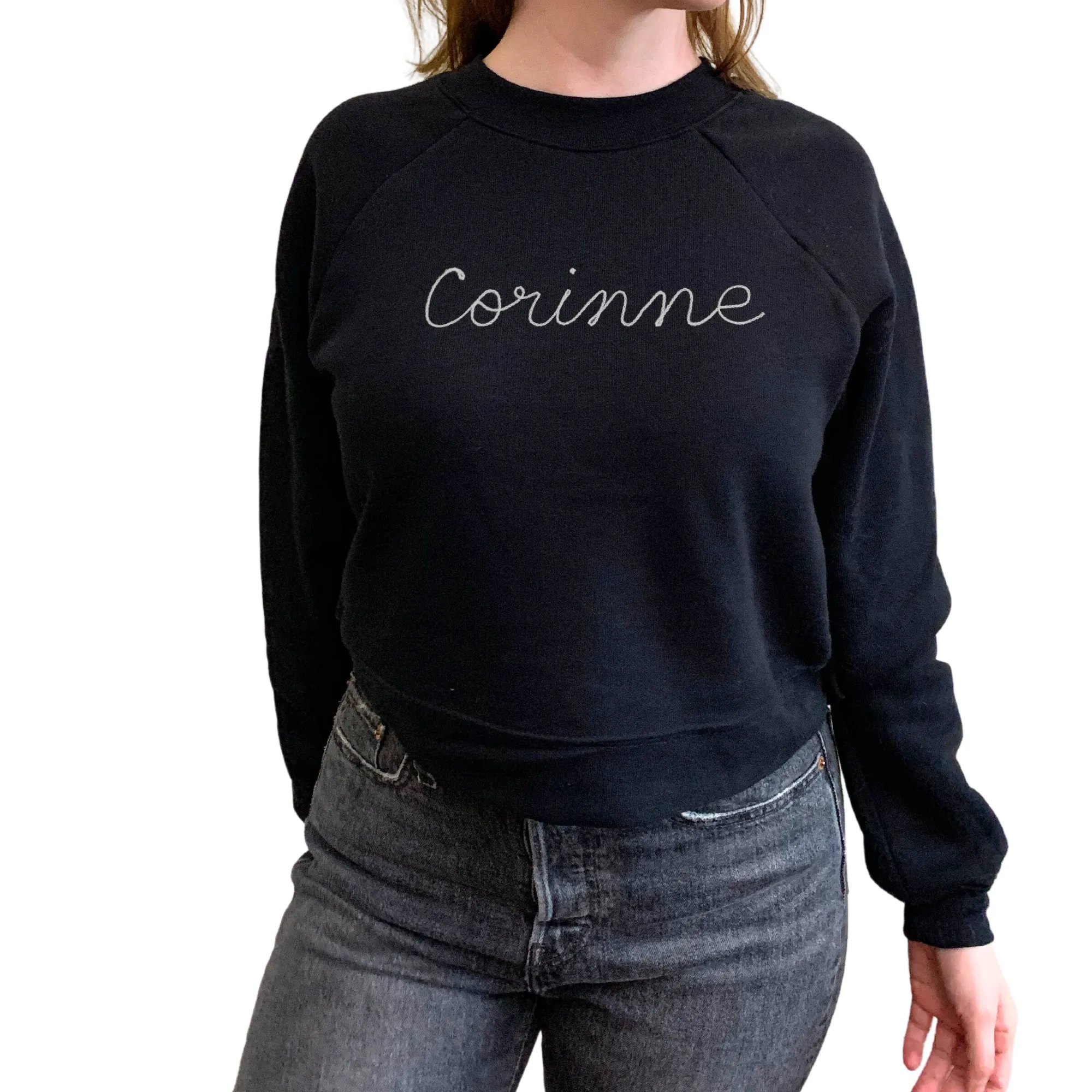 The Women's Cropped Chainstitch Sweatshirt - Black