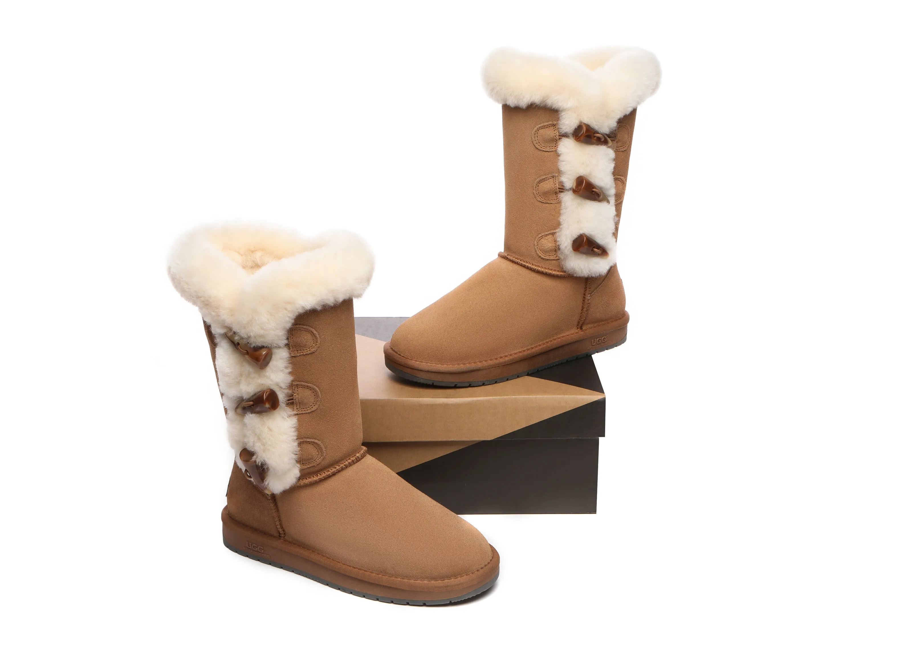 UGG Boots Women Sheepskin Wool Short boots Tamari Toggle Closure