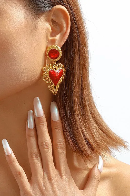 Vintage Heart Drop Earrings