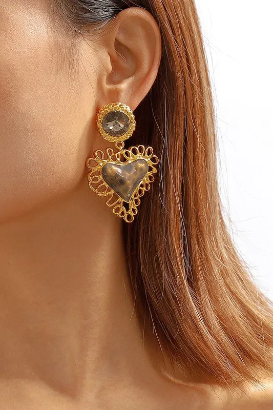 Vintage Heart Drop Earrings