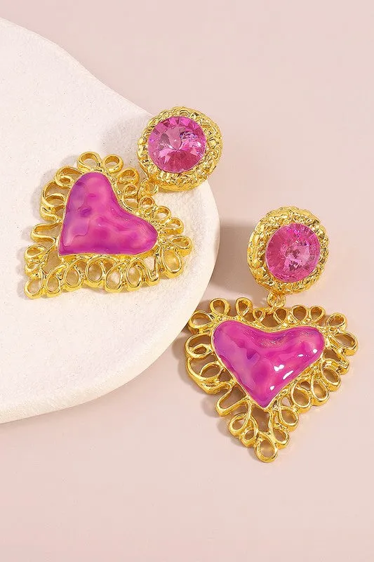 Vintage Heart Drop Earrings