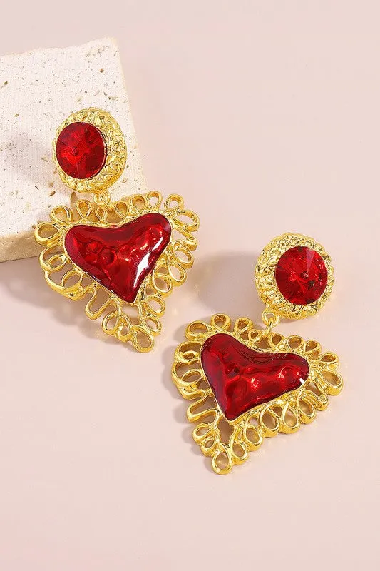 Vintage Heart Drop Earrings