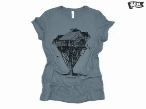 Womens TREEHOUSE Boyfriend Tee Landscape relaxed jersey T-shirt Zen Threads Bella Canvas custom hiking camping nature mountains gift