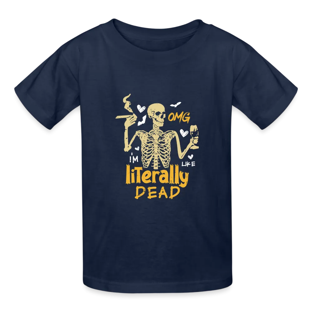 Youth 'OMG, I'm Like Literally Dead' Hanes Tagless Tee: The Ultimate Expression of Teen Angst Meets Halloween Humor