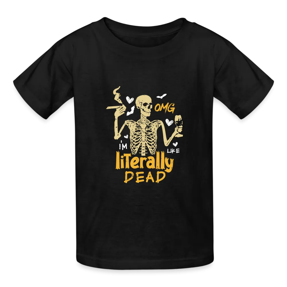 Youth 'OMG, I'm Like Literally Dead' Hanes Tagless Tee: The Ultimate Expression of Teen Angst Meets Halloween Humor