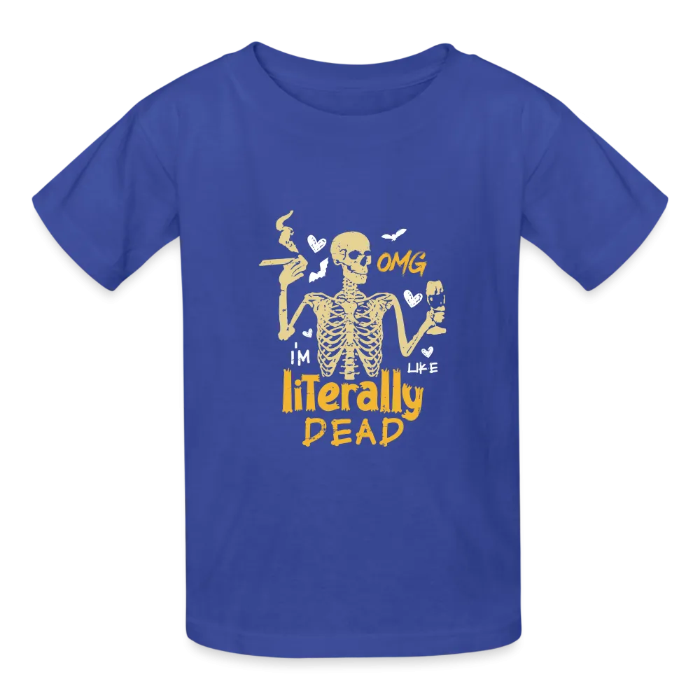 Youth 'OMG, I'm Like Literally Dead' Hanes Tagless Tee: The Ultimate Expression of Teen Angst Meets Halloween Humor